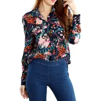 

2020 Hot Sale Floral Print Blouses Shirts Tops Women Shirts Regular Fit Long Sleeve Shirts for Ladies