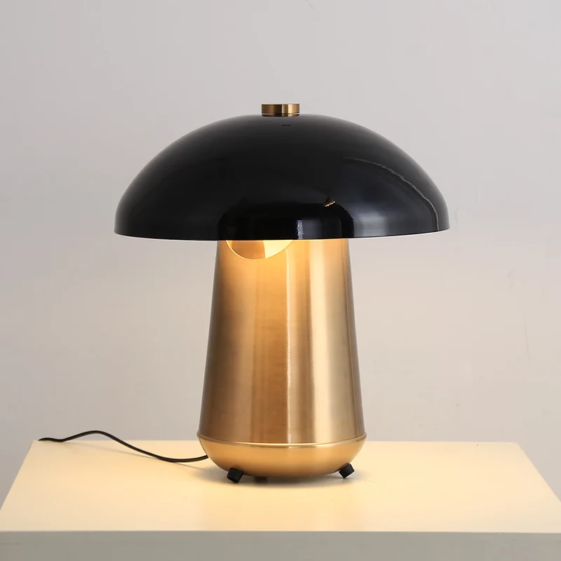 
Modern Nordic Design Iron Idea Mushroom Metal Gold Minimalist Bedside Table Lamp Light For Hotel Home Office for Bedroom 