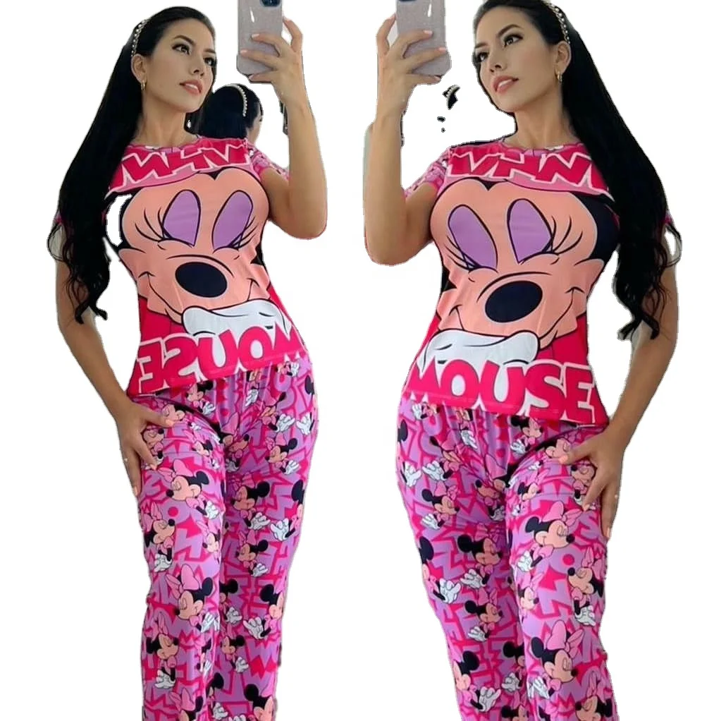 

2021 New Autumn cartoon characters Women sleepwear 2 Pieces long sleeve pant Pyjamas Women Pajamas set