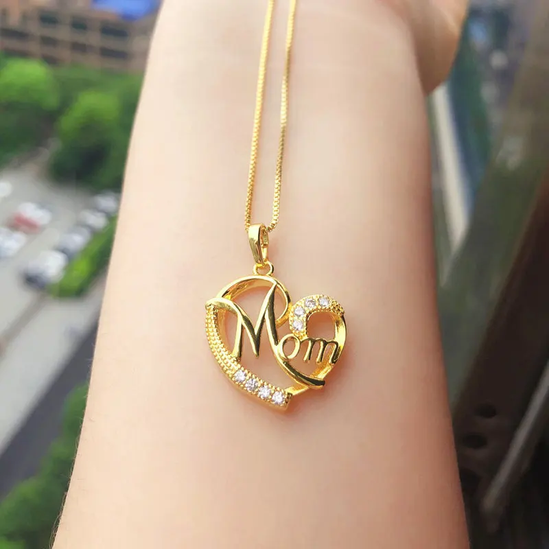 

Foxi New Arrival 2021 Box Link Chain Anniversary Mother Day Mama Necklace 18in Mom Heart Necklaces