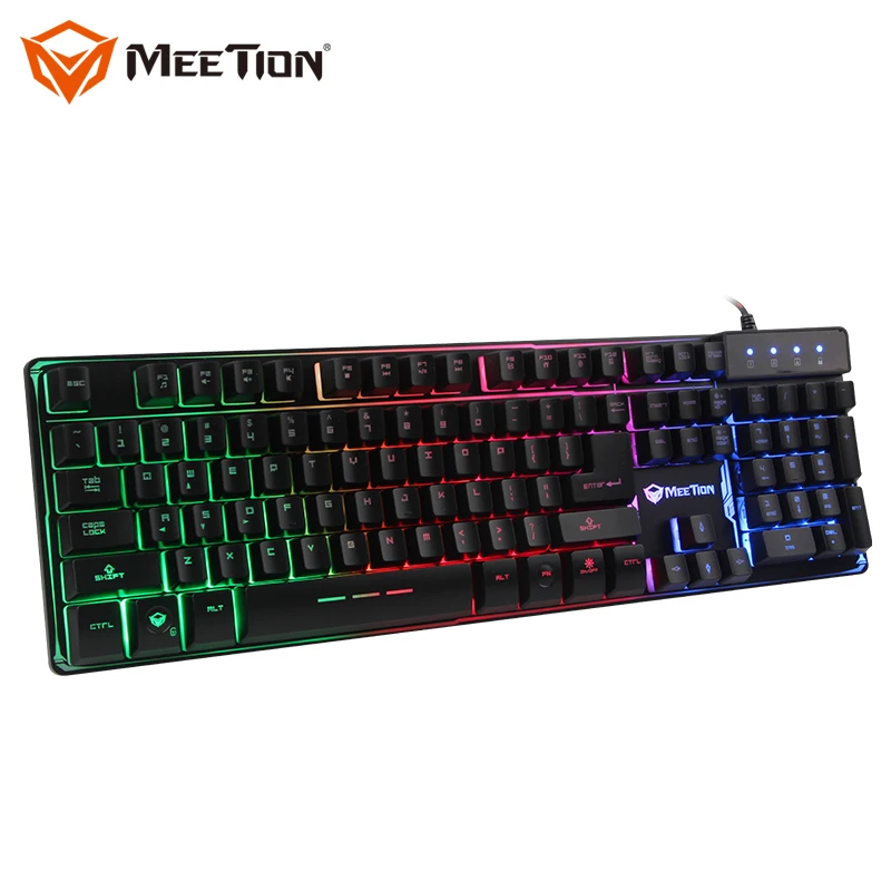 

MeeTion K9300 Hot Sales Rainbow Backlit Membrane Gaming Keyboard with Metal Base