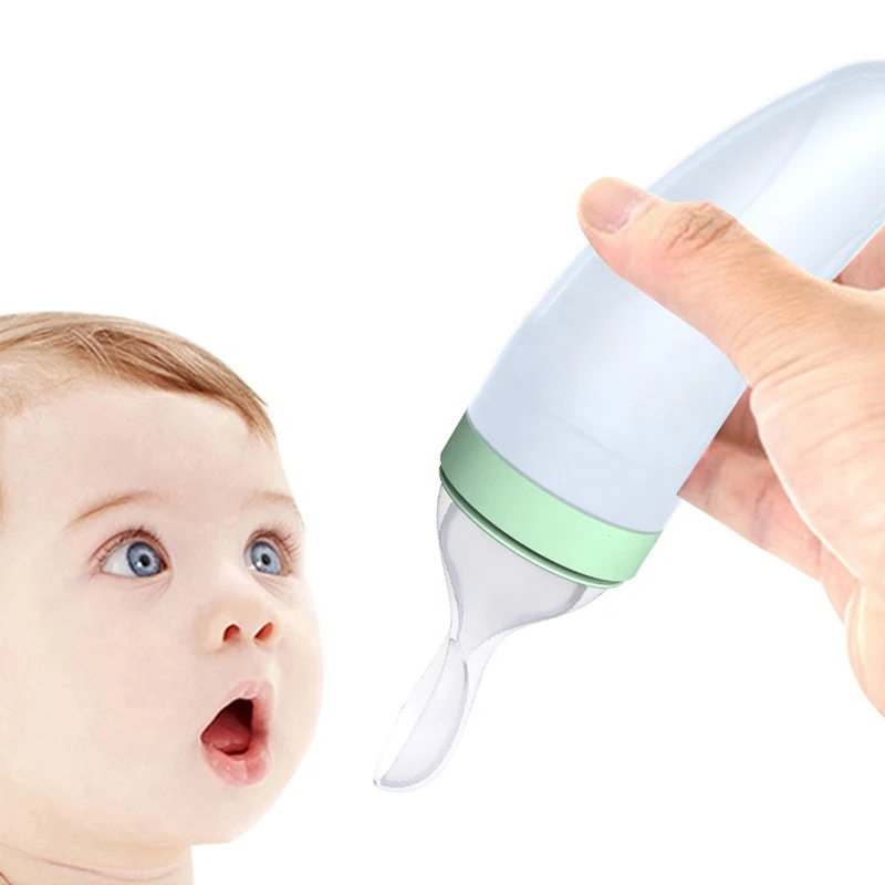 

2pc in 1 Wholesale Promotion Eco Friendly BPA Free Silicone Baby Feeding Bottle With Spoon