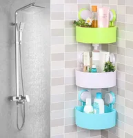 

Plastic Suction Cup Bathroom Kitchen Corner Storage Rack Organizer Shower Shelf Random Holes Popular Item