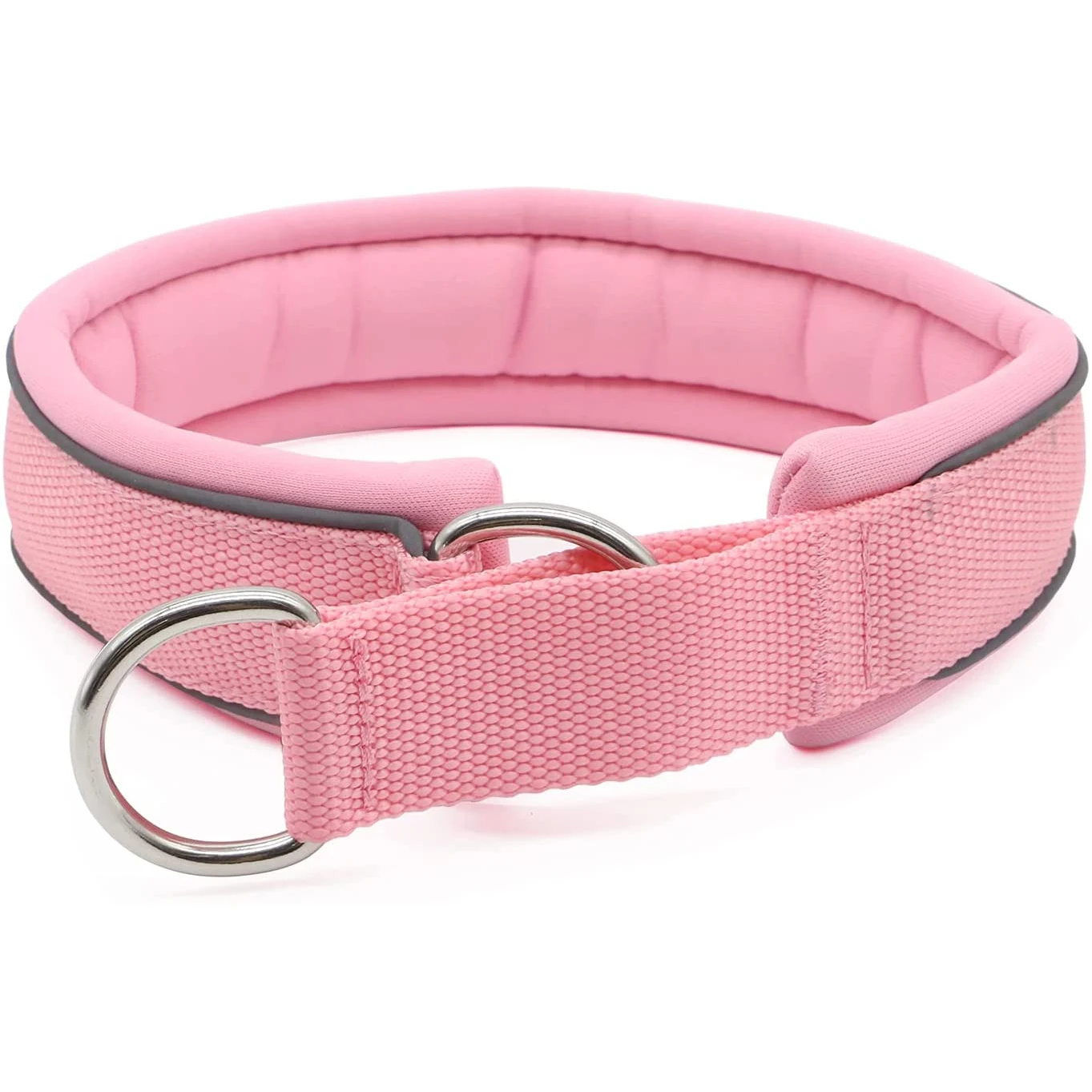 

Super Soft Quick-Drying Neoprene Lining Reflective Nylon Martingale Dog Collar for Swimming Walking, Pink or custom colors