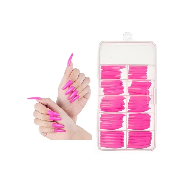 

Natural Nude Full Cover Plastic Artificial Fingernails Manicure Surface Full-size False Nails