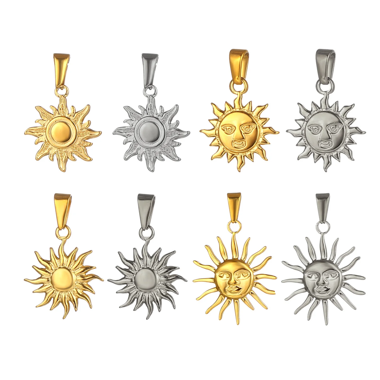 

Wholesale Custom Sun Necklace Boho Style Sunshine Jewelry Stainless Steel Women 18K Gold Plated Sun Flower Charm