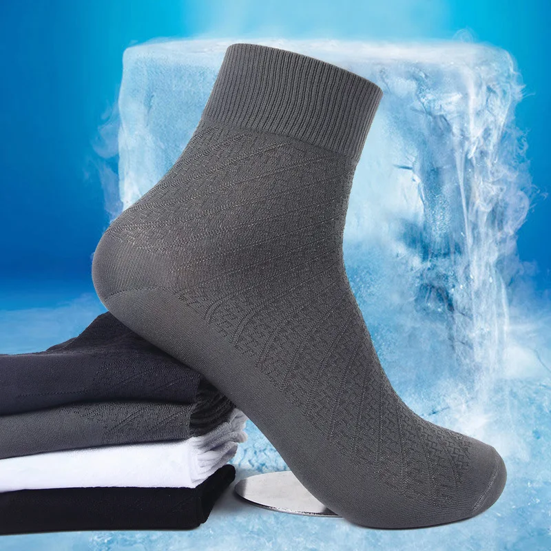 

wholesale white black grey men summer cool bamboo fiber work socks, Customized