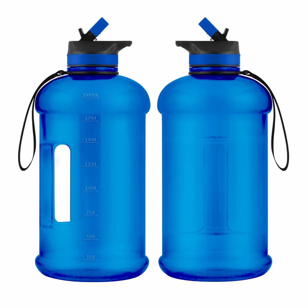 

2.2L plastic custom color motivational BPA free gym water bottle with straw