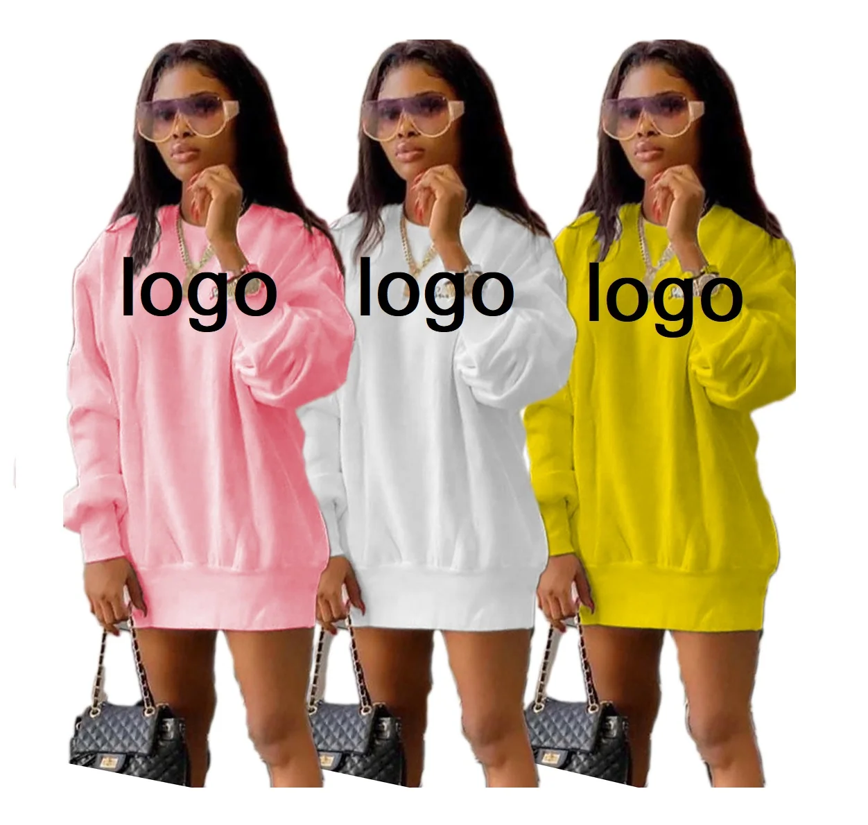 

wholesale 2021 solid winter crop hoodies custom logo tracksuits long sleeve dress fall clothes for women