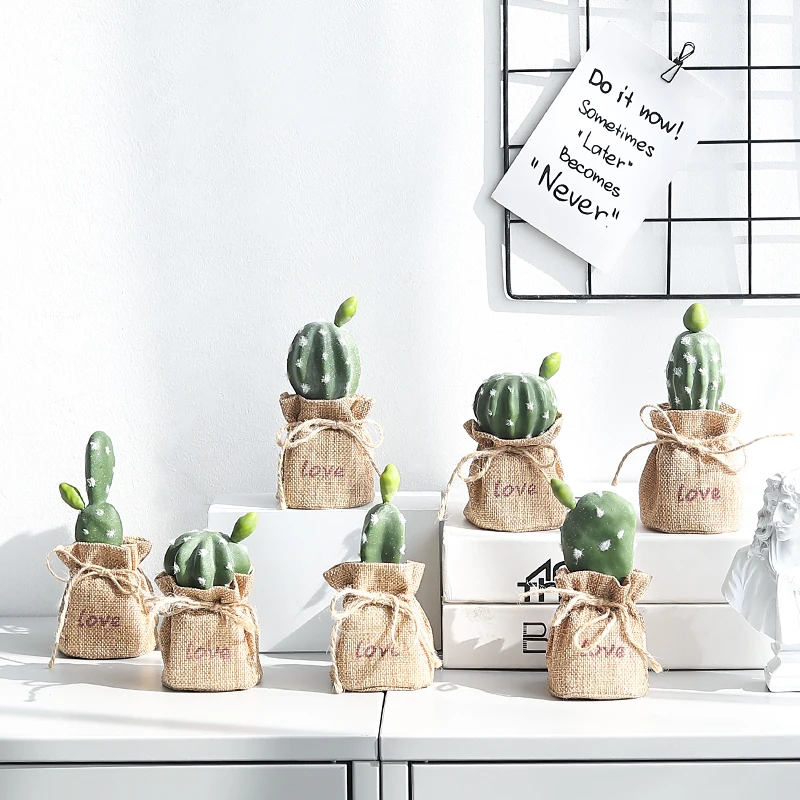 

Nordic style simulation plant cactus potted ornaments mini cactus artificial small bonsai ornaments home decorations