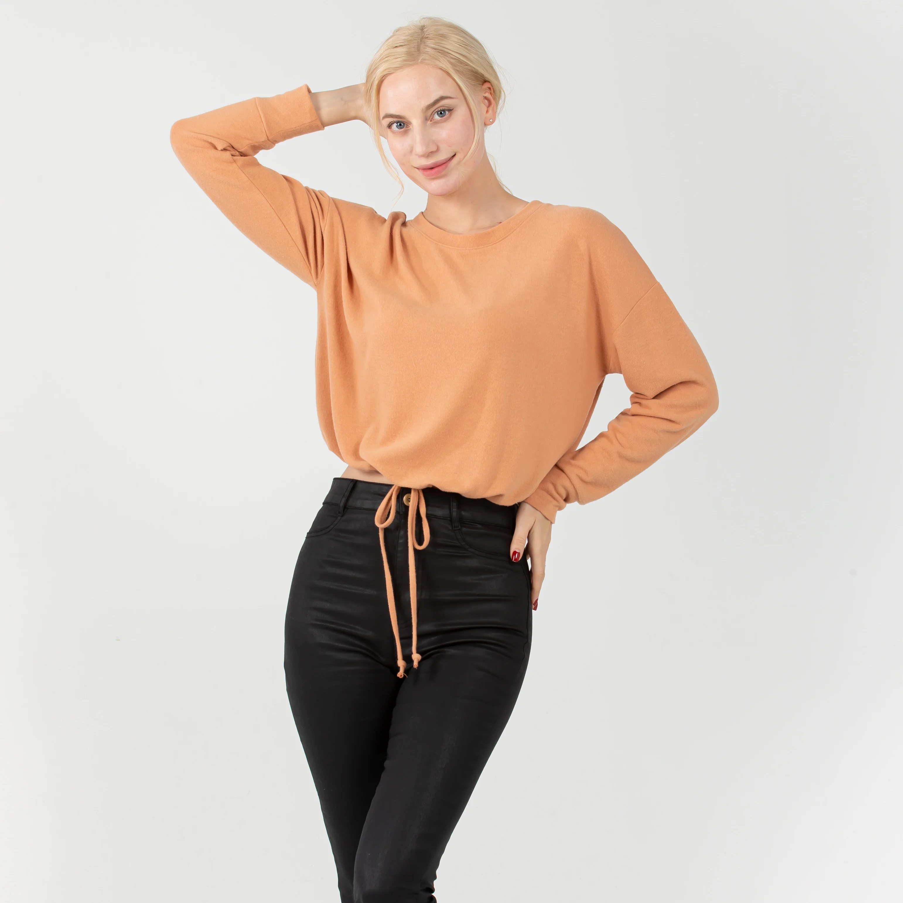 

Woman Casual Solid Color Thin Long Sleeve Lady Trendy Sweaters Pullovers for Women