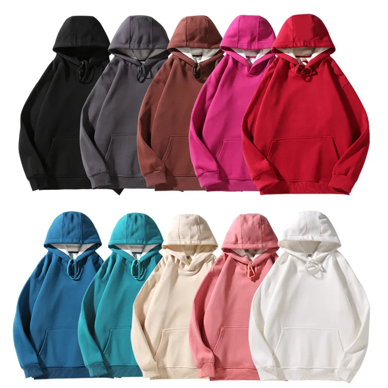 2024 New Design Plain Color Hoodie Winter Warm Mens Sherpa Fleece Hoodies 450 GSM Mens Fleece Hoodie