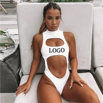 

Drop shipping 2021 new fashion one piece swimsuit sexy bikini for women hollow out lady bathing suit swimwear high neck swimwear, Black,white