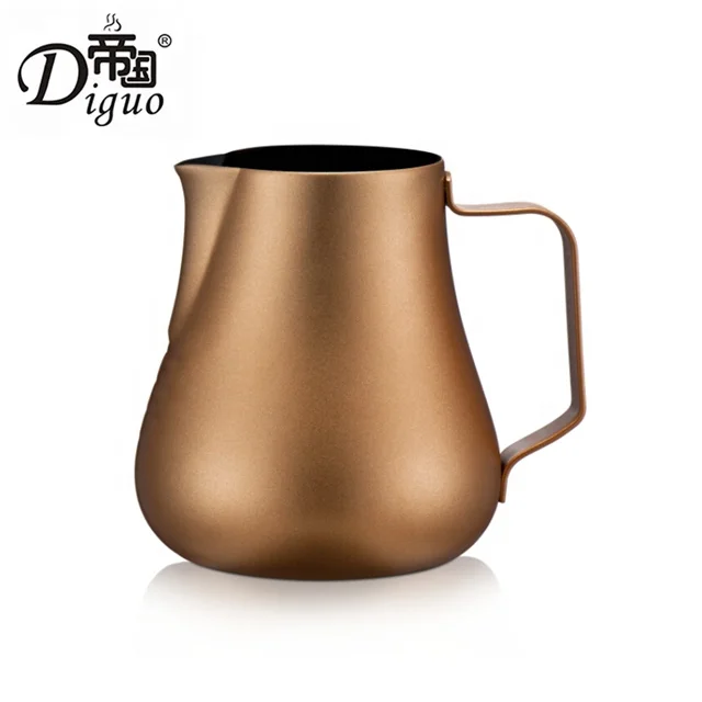 

Diguo 600ml 20Oz Different SizeColored Gold Stainless Steel Milk Jug Garland Cup Olecranon Milk Pitcher
