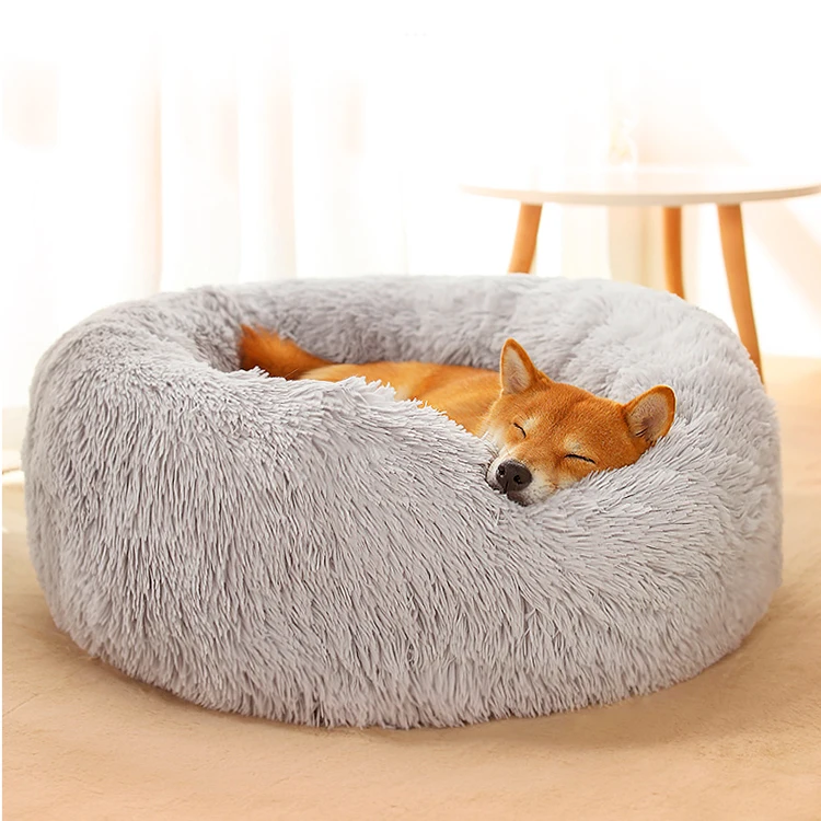 

wholesale manufacturer cute soft plush donut dog cat bed with ear tail