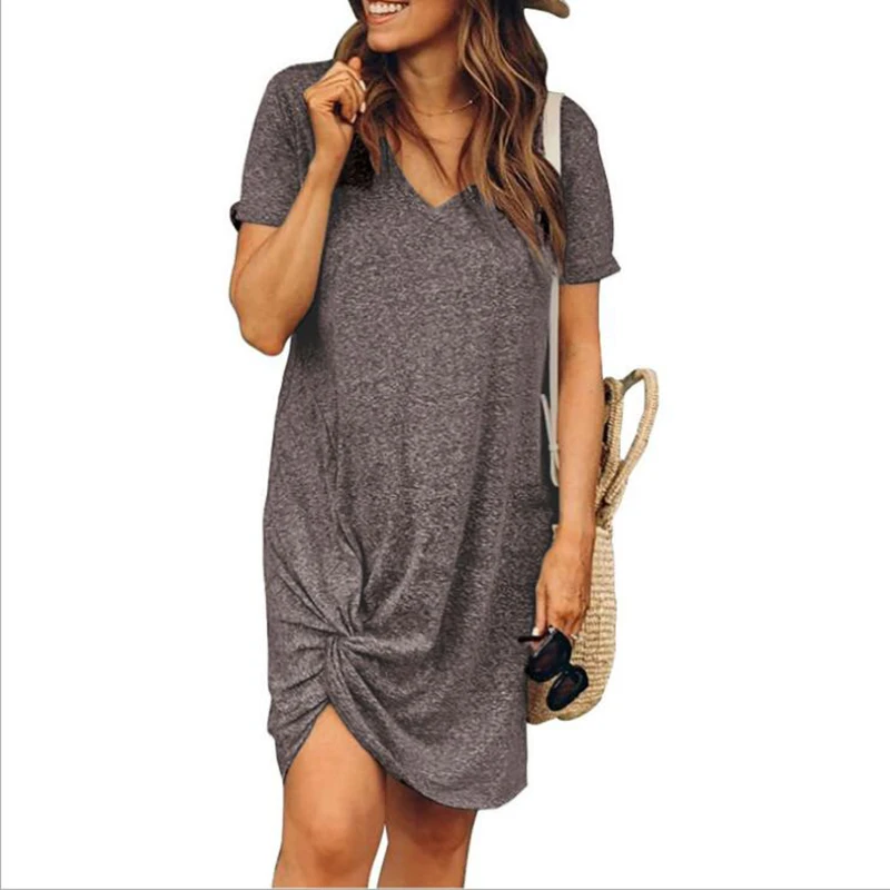 

Wholesale Personalized Woman Leopard O-Neck Knot Dress, As pic show