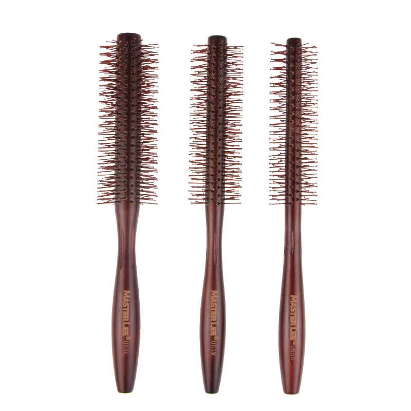 

Masterlee Brand Wooden round detangling Hair Brush rib combs With Nylon Teeth