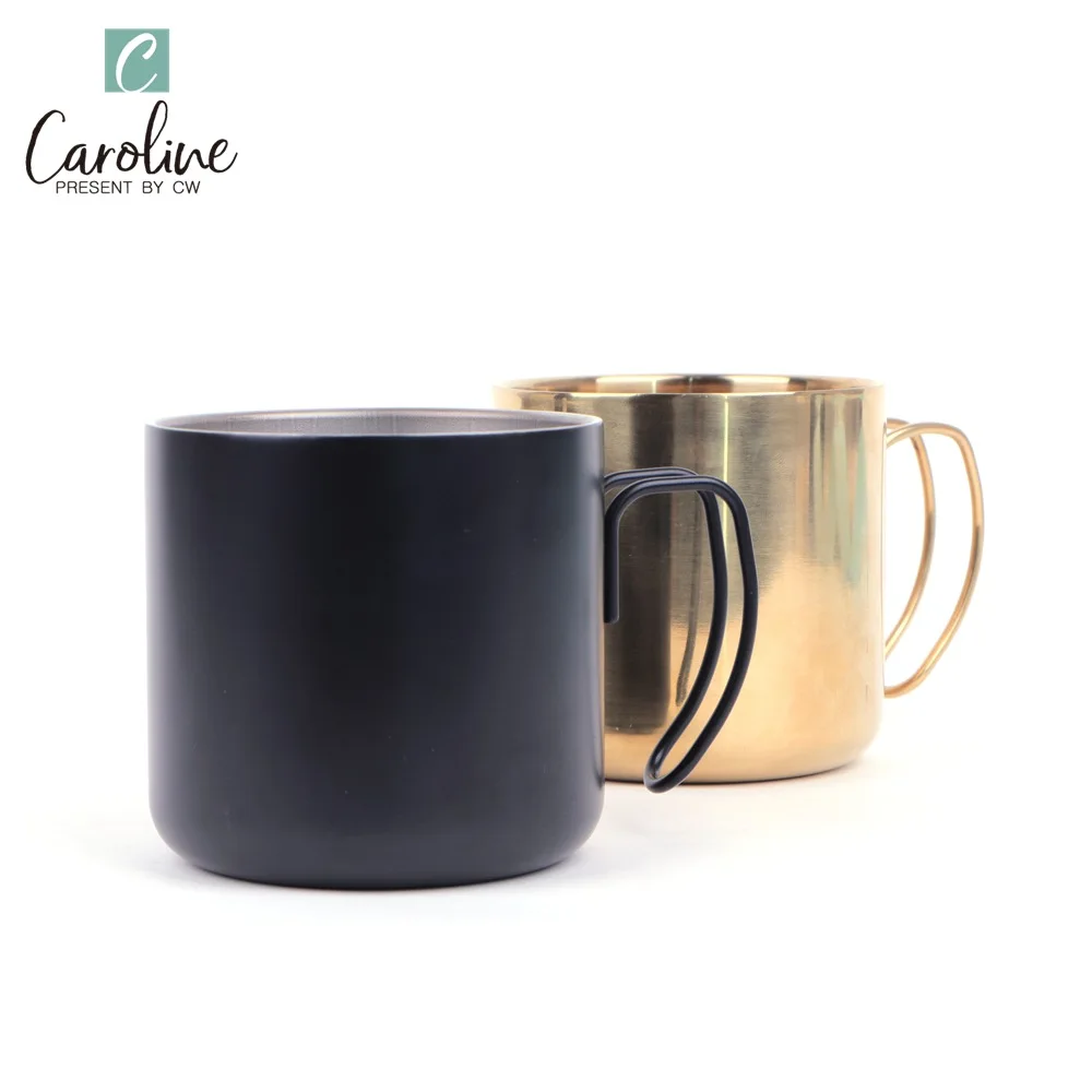 

Double Wall Stainless Steel Mug Black with Handle, Customized colors acceptable