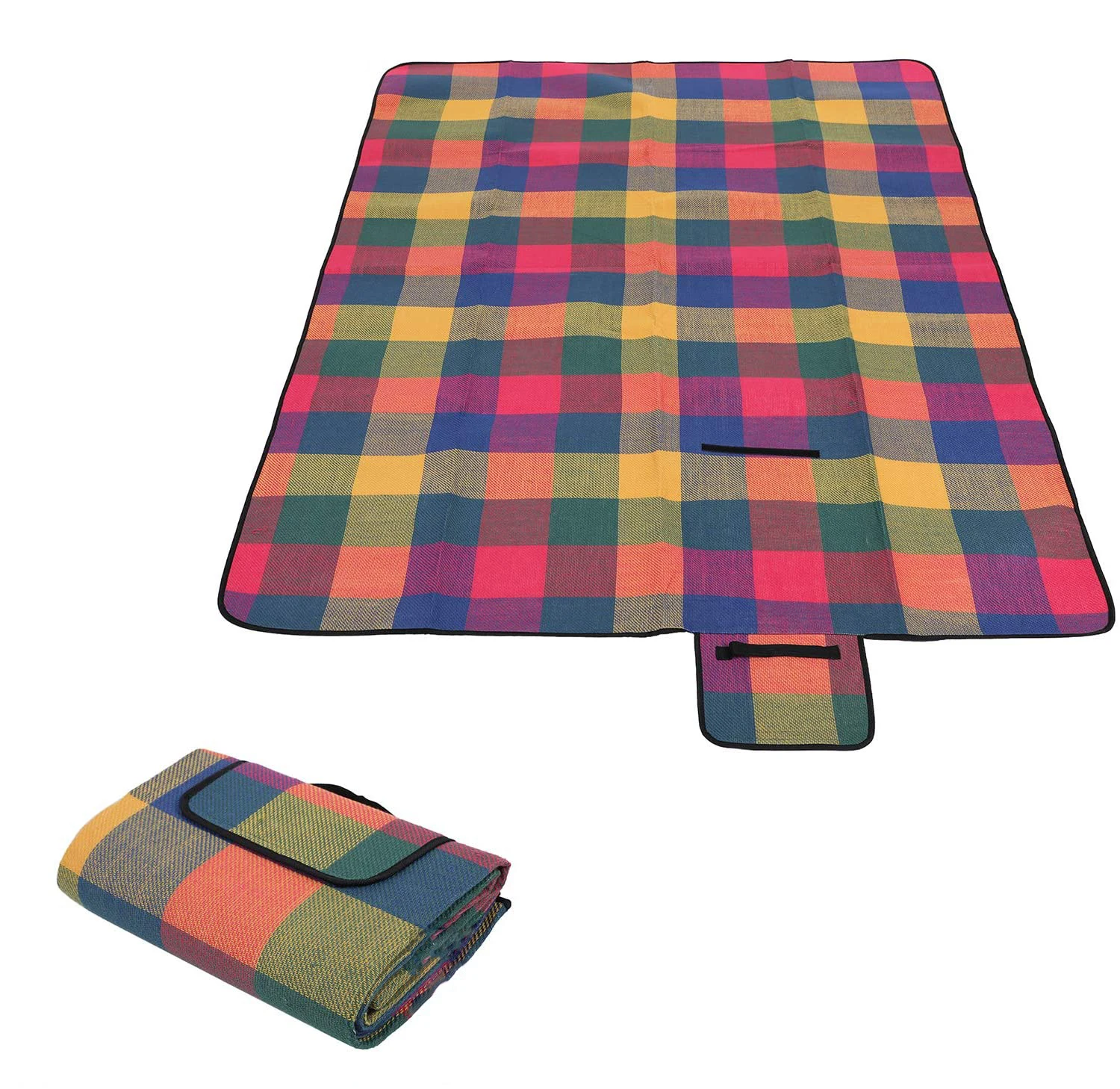 

Picnic Blanket Waterproof, Large Outdoor Waterproof Backing Picnic Rug Over sized Washable Beach Mat with Handle for camping, Customized