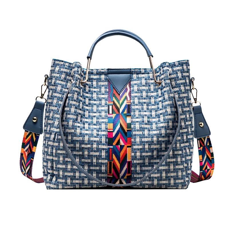 

Custom New Big Cotton And Linen Handbag High Capacity Shoulder Bag, Blue,black,cream-coloured