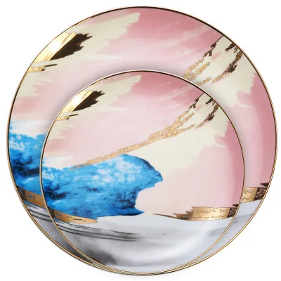 

Hot selling Nordic light luxury golden ceramic dinner plate, As picture