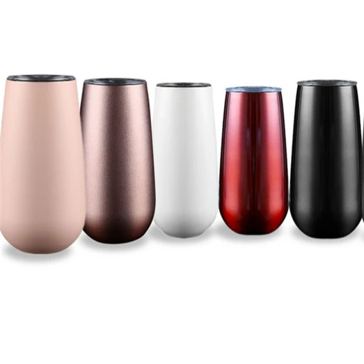 

H47 6oz Insulated Coffee Car Outdoor Vacuum Cup Double Walled Tumbler With Plastic Lid Eggshell Stainless Steel Water Bottle