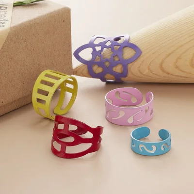 

Factory Sale Iron Ring Set 2021 Colorful Hollow Open Ring Akatsuki Ring Set for Men Women, As picture