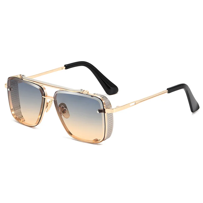 

Luxury brand gradient TAC lens new style double bridge metal sunglasses fashion sunglasses men 2021 sunglasses mens river