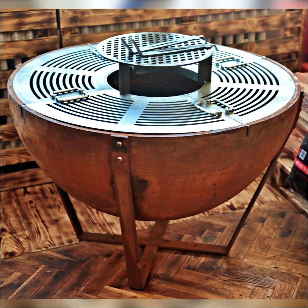 

Outdoor Corten bbq with stainless steel cooking plate