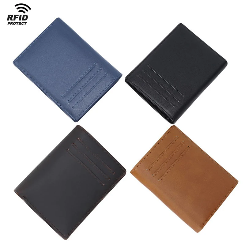 

Tiding Minimalist Custom Logo Men RFID Vertical Bifold Genuine Leather 12 Card Wallet For Man