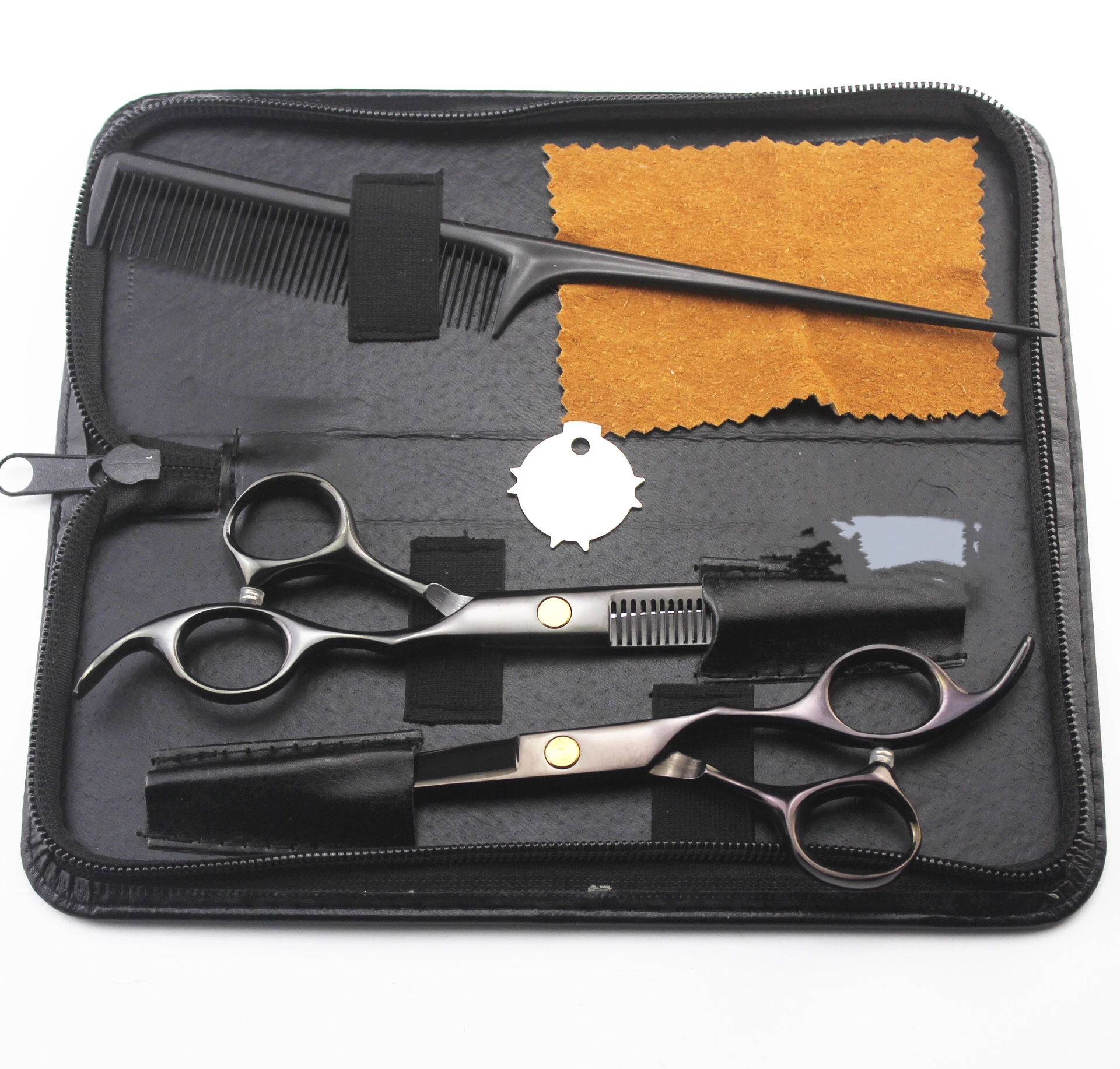 

2pcs Hair Scissors for Hairdressers Barber Shop Supplies Titanium Professional hair cutting scissors set, Color