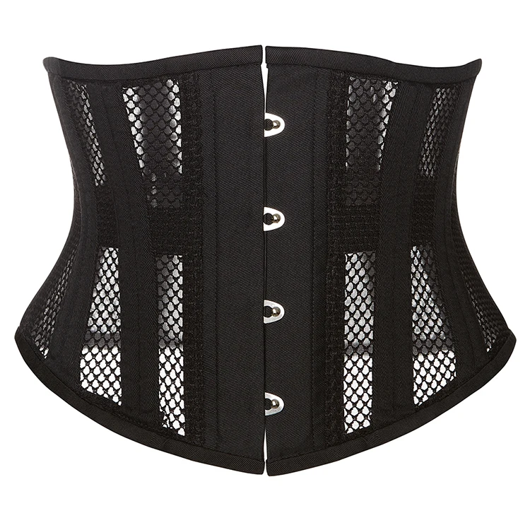 Women's Underbust Corset 24 Steel Bones Short Torso Breathable Mesh Waist Trainer Shaper Cincher Body Shaping Crocheted Hollow