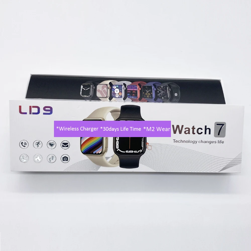 

New Watch 7 LD9 Smartwatch with Wireless Charger BT Call Watch 7 Game watch Series 7 Heart Rate Tracker PK W37 X16 LD6