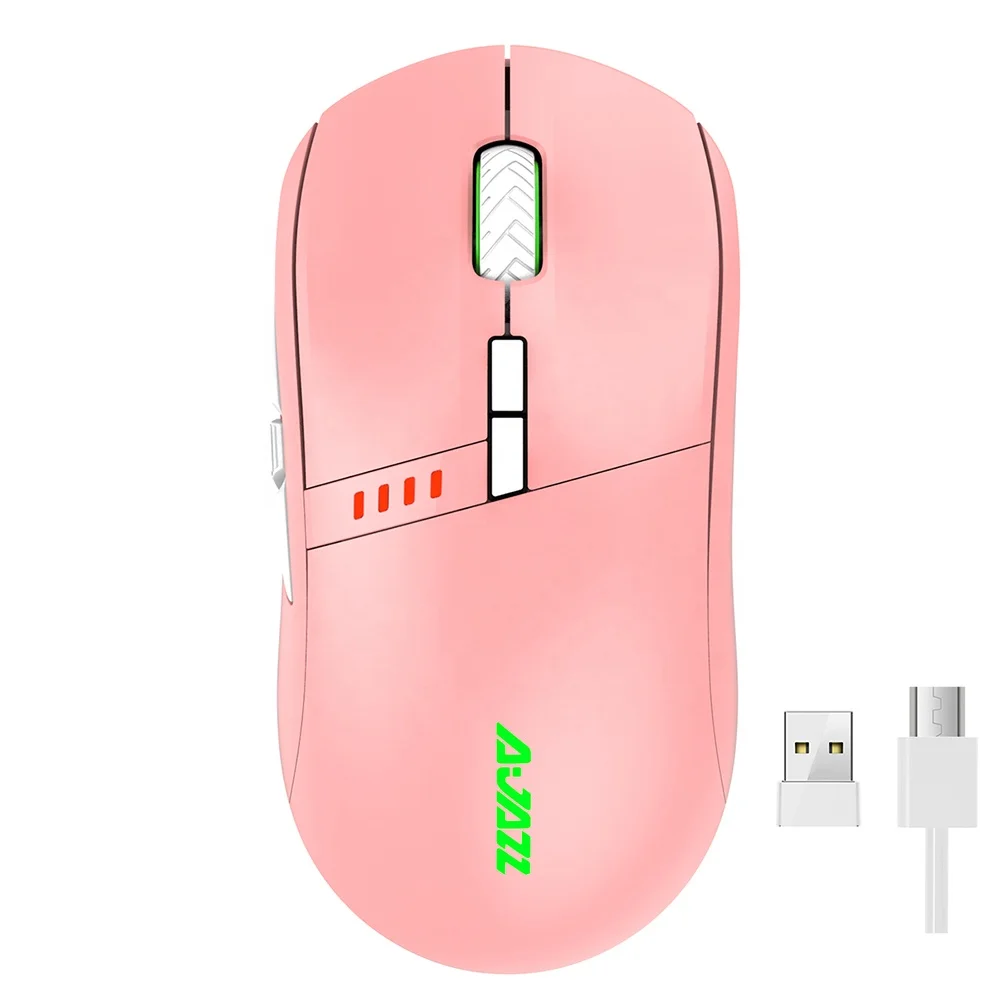 

Ajazz 16000 DPI Pink Wireless / Wired RGB Optical Mouse for PC Professional Gamer, Balck pink