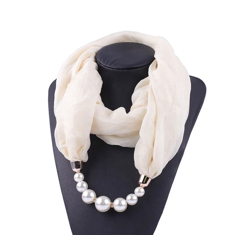 

High Quality Imitation Jewelry Pearl Beads Necklace With Chiffon Pure Scarf, Picture