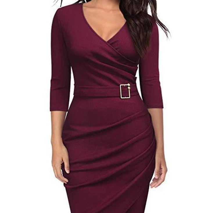 

European and American office dinner banquet dress with middle sleeve