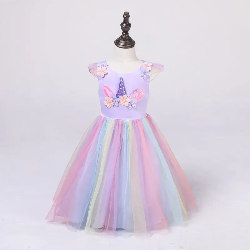 

Baby Clothes Kids wholesale cosplay rainbow lovely Tutu Skirt Girls Party Unicorn Costume dress for girls