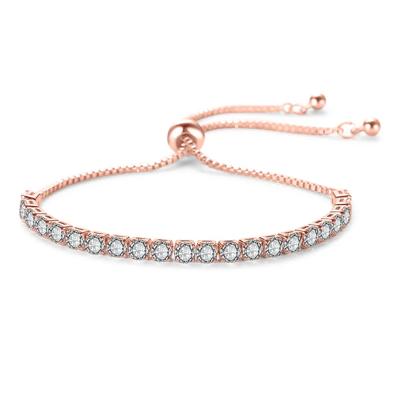 

TU-GEM Adjustable Silver Gold Plated Cubic Zirconia Jewelry Tennis Bling Charm Bangles Bracelets For Women Ladies Mens, Sliver,rose gold,gold