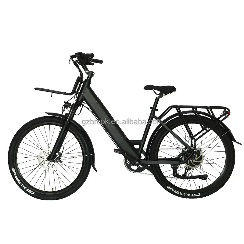 

China wholesale electric bike cheap woman electric bicycle 27.5 inch 48v 500w city ebike with pedals for sale, Gray/black