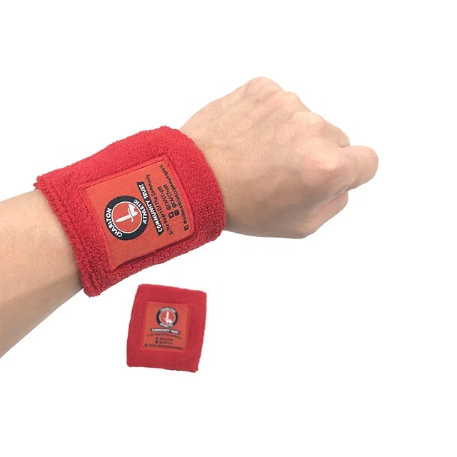 

Fashion New Arrival Red Cotton Sports Wristband With Printing Logo