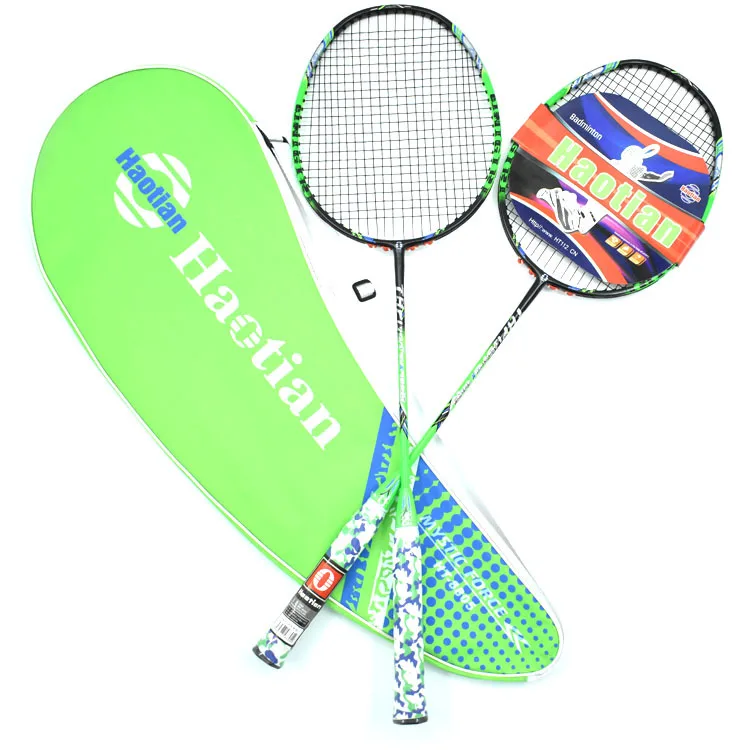 

Badminton racquet aluminum carbon integrated beginner offensive entertainment training 2 pcs family badminton racket, Orange,green