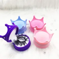 

3D Mink Eyelash Crown Shape Pink Purple Eyelash Packaging Case For 25MM Mink Eyelashes