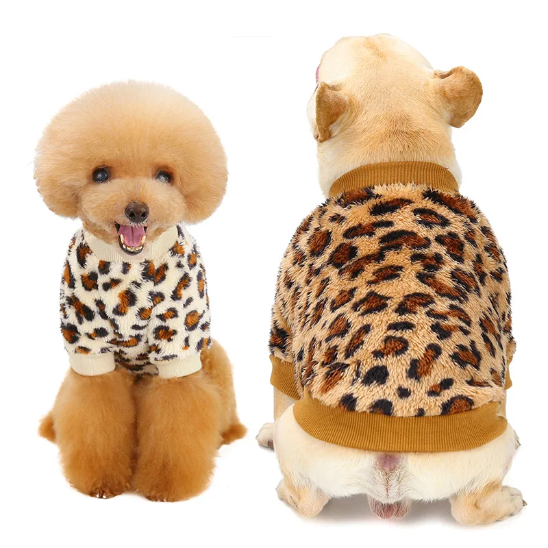 

New Autumn Winter Clothes for Pets Leopard Warm Dog Sweater Hoodie