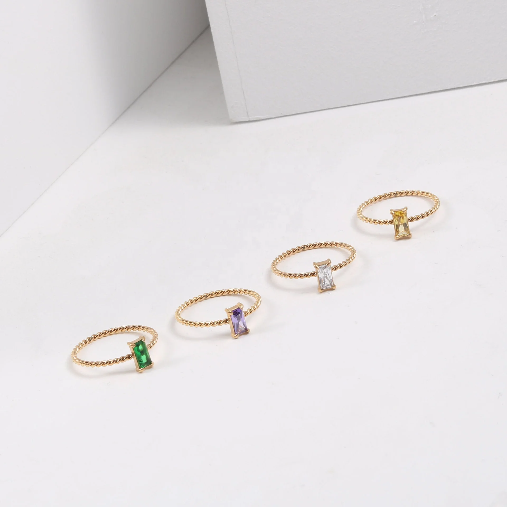 

Trendy Colorful Cubic Zirconia Ring Tarnish Free Stainless Steel Jewelry