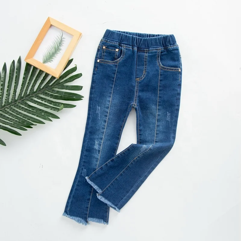 

B61674A Spring and autumn new style girl jeans stretch flared trousers, As picture
