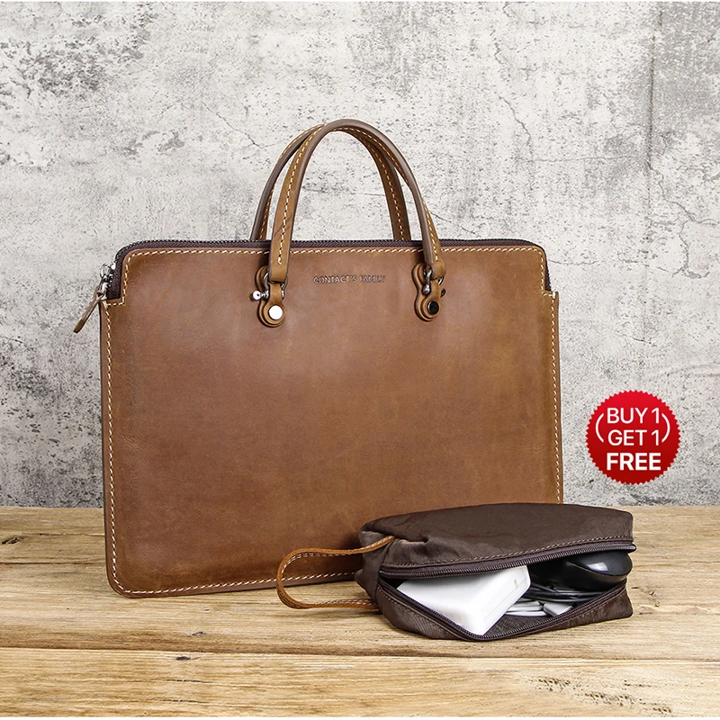 

Genuine Leather Handbag Briefcase Bag Laptop Cover Leather for MacBook Pro Air 15 Dell XPS 15 Surface go pro HP Spectre 15