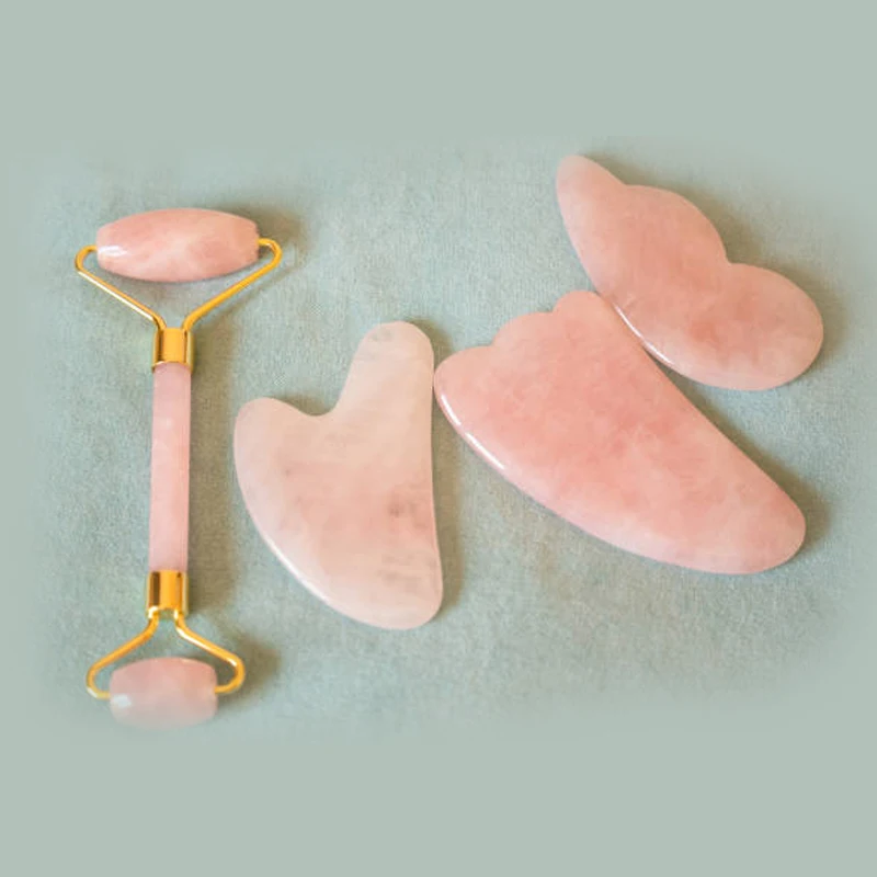 

Wholesale Facial Beauty Massager Tool Natural Therapy Nephrite Rose Quartz Jade Gua Sha