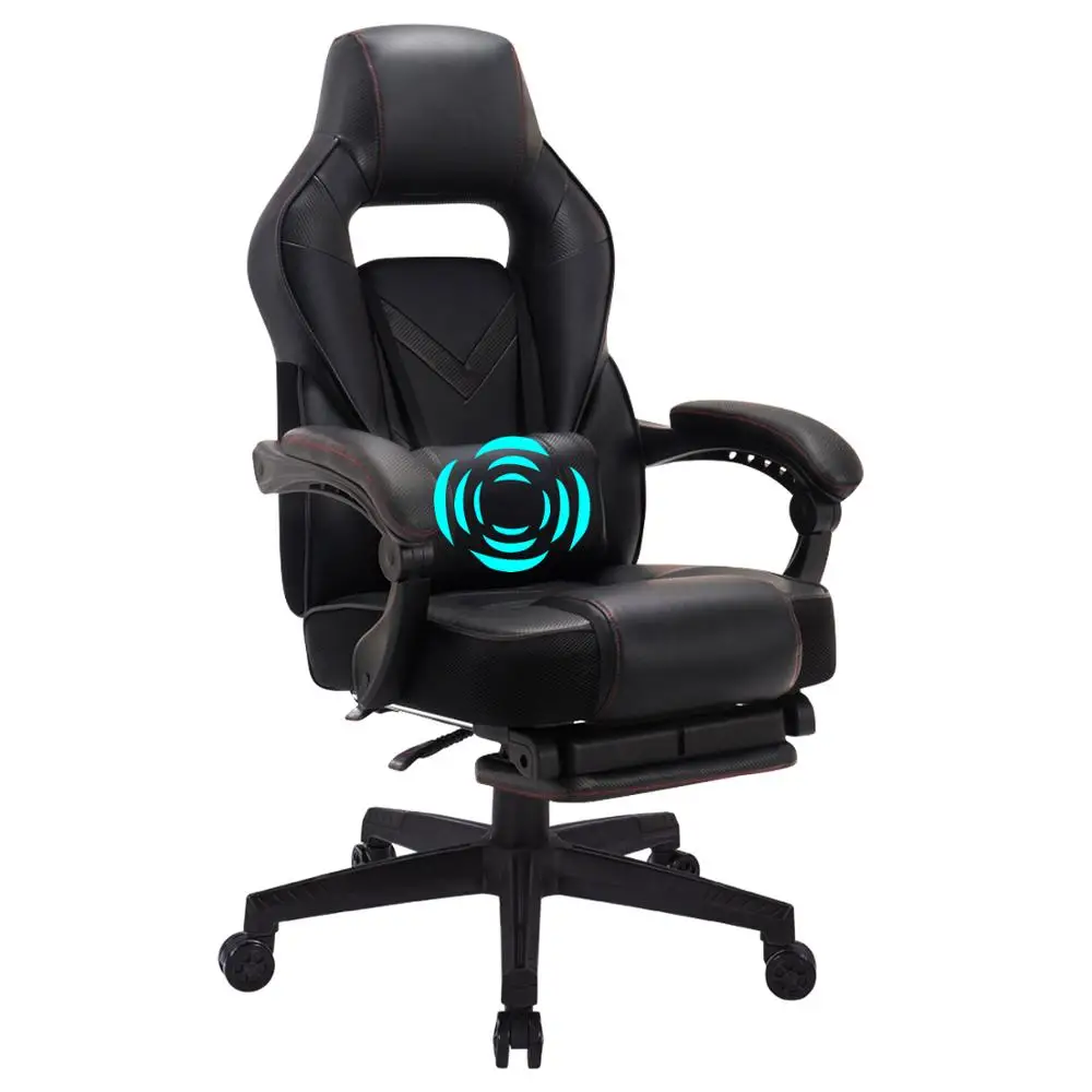 

9015 Black Gaming Chair with Massage Lumbar Pillow, Optional