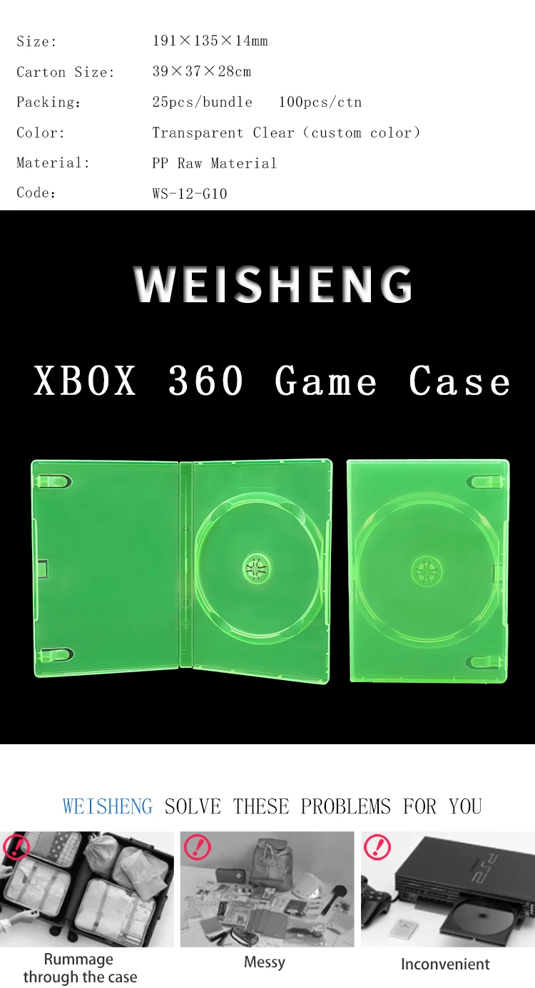 Weisheng Clear Video Game Case Empty Game Disc Case Ps2 Xbox 360 Game