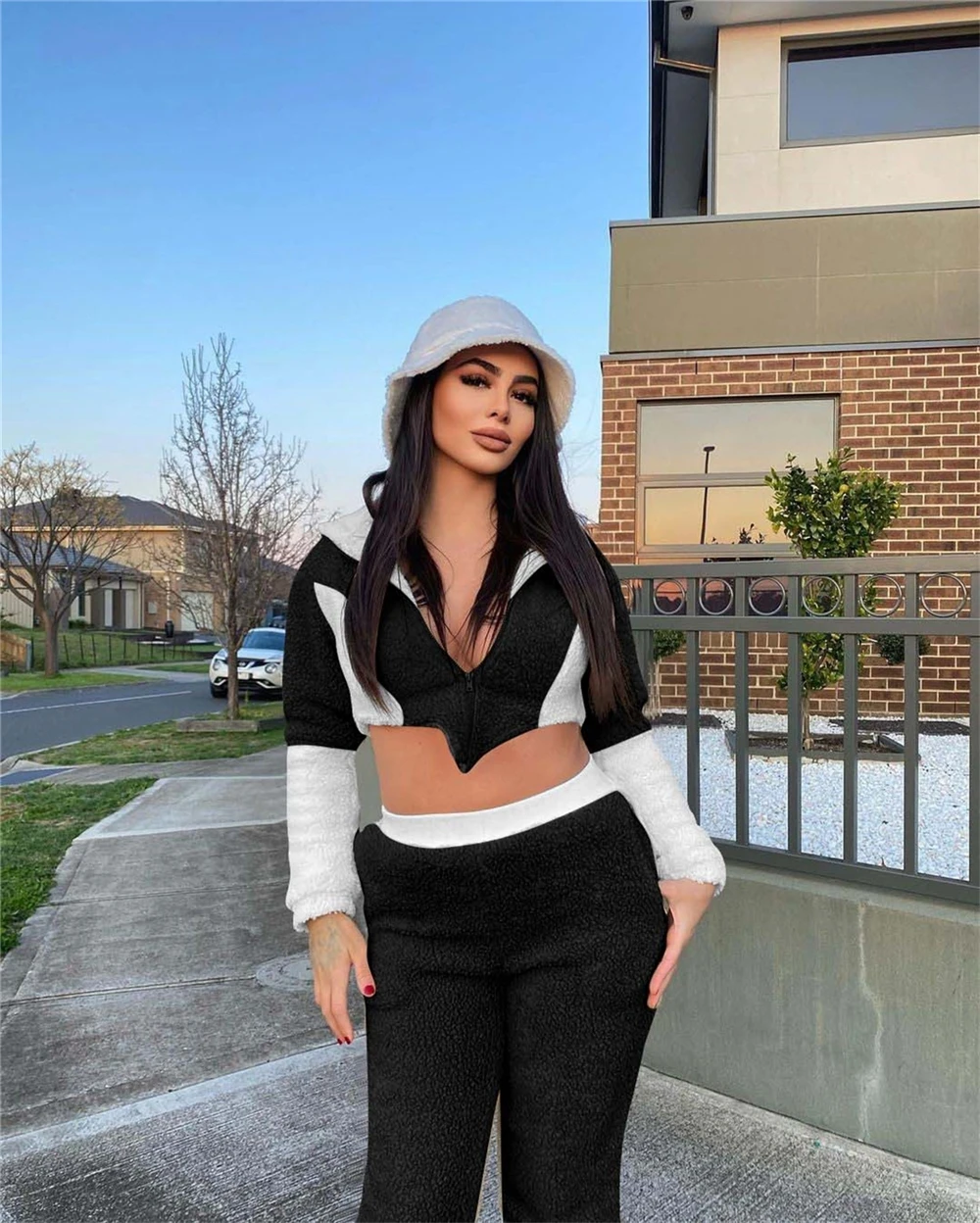 

OR120234 women's Two-piece teddy velvet Hooded suit girls' clothing sets women winter clothes 2 piece set